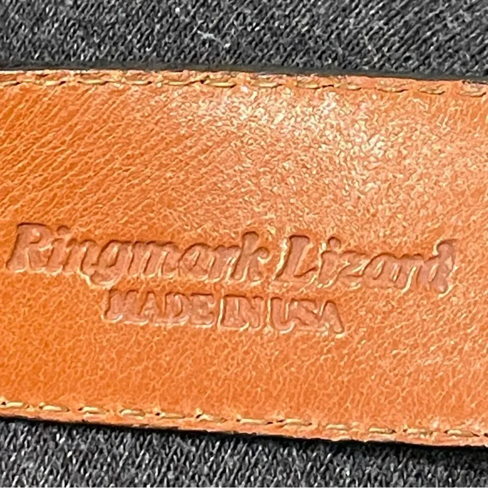 TORINO Ringmark Lizard Men’s Leather Belt Woven Black With Silver Buckle 36